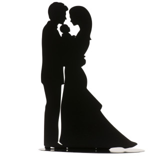 Cake Topper noir "Couple avec bébé " - 80 x 200 x 150 mm