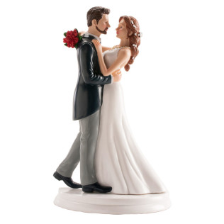 Figurine sur socle "Couple dansant la valse" - H20 cm