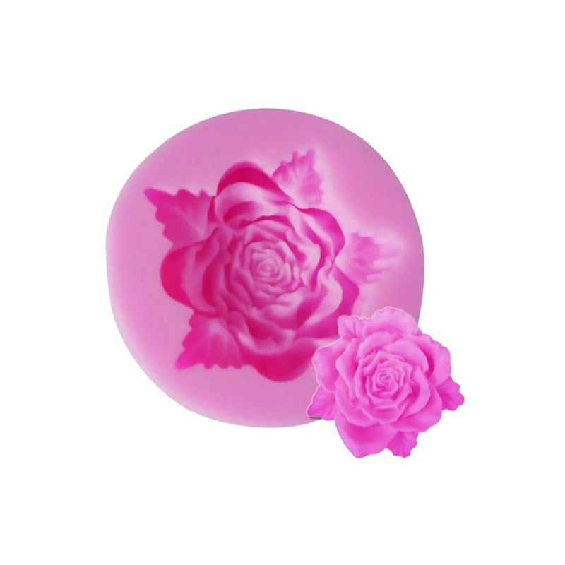 Moule silicone pour décoration de gâteau - Rose avec calice 3D de 4,2 cm