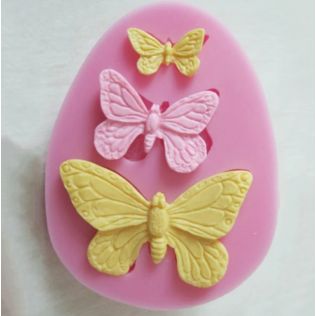 Moule silicone pour décoration de gâteau - 3 Papillons de 1,5 à 3,7 cm